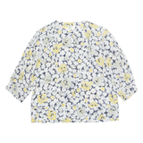 Womens Printed Blouse Yellow 3/4 Sleeve Floral M