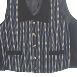 Womens Printed Waistcoat Black V-Neck Sleeveless Striped XL
