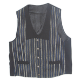 Womens Printed Waistcoat Black V-Neck Sleeveless Striped XL