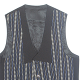 Womens Printed Waistcoat Black V-Neck Sleeveless Striped M