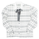 Womens Printed Blouse Grey Long Sleeve Check M