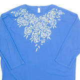 Womens Printed Top Blue 3/4 Sleeve Floral XL