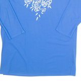 Womens Printed Top Blue 3/4 Sleeve Floral XL