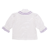 Womens Printed Blouse Purple 3/4 Sleeve Spotted M