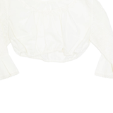 Womens Cropped Top White 3/4 Sleeve S