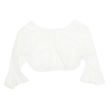 Womens Cropped Top White 3/4 Sleeve S