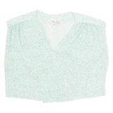 Womens Cropped Vest Green V-Neck Sleeveless Floral L