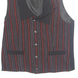 Womens Printed Waistcoat Black V-Neck Sleeveless Striped XL