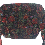 Womens Printed Blouse Black Long Sleeve Floral M