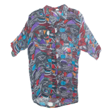 Sheer Womens Kimono Blouse Purple V-Neck Crazy Pattern ONE SIZE