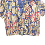 Womens Blouse Blue V-Neck Floral 2XL
