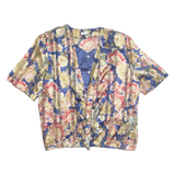 Womens Blouse Blue V-Neck Floral 2XL