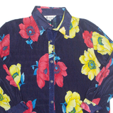 Womens Printed Blouse Blue Long Sleeve Floral XL