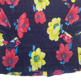 Womens Printed Blouse Blue Long Sleeve Floral XL