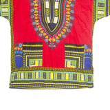Womens Printed Top Red V-Neck Crazy Pattern XL