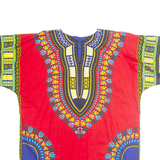 Womens Printed Top Red V-Neck Crazy Pattern XL