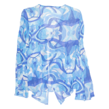 Sheer Womens Top Blue V-Neck Long Sleeve UK 10
