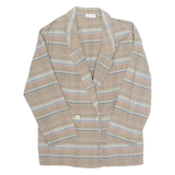 Womens Printed Blouse Brown V-Neck Long Sleeve Check M