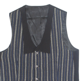 Womens Printed Waistcoat Black V-Neck Sleeveless Striped XL