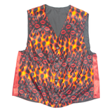 Fire And Kisses Womens Printed Waistcoat Red V-Neck Sleeveless XL