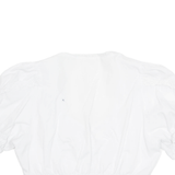 Cropped Womens Milkmaid Blouse White V-Neck Puff Sleeve S