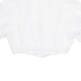 Cropped Womens Milkmaid Blouse White V-Neck Puff Sleeve S