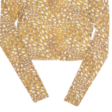TOPSHOP Womens Printed Top Brown Long Sleeve Spotted UK 12