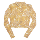 TOPSHOP Womens Printed Top Brown Long Sleeve Spotted UK 12