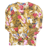 Womens Printed Blouse Brown Long Sleeve Floral M