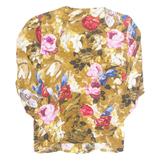 Womens Printed Blouse Brown Long Sleeve Floral M