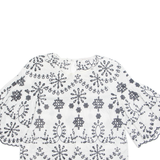 ZARA Womens Printed Top White Long Sleeve Floral M