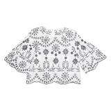 ZARA Womens Printed Top White Long Sleeve Floral M