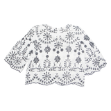 ZARA Womens Printed Top White Long Sleeve Floral M