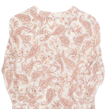 ZARA Sheer Womens Printed Blouse Red V-Neck 3/4 Sleeve Paisley S