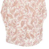ZARA Sheer Womens Printed Blouse Red V-Neck 3/4 Sleeve Paisley S