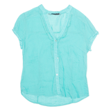 ZARA Womens Blouse Blue V-Neck M