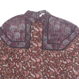 ZARA Womens Printed Top Maroon Long Sleeve Paisley S