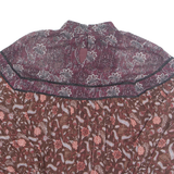 ZARA Womens Printed Top Maroon Long Sleeve Paisley S
