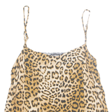 ZARA Womens Printed Vest Brown Sleeveless Animal Print XS