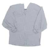 ZARA Womens Printed Top Black 3/4 Sleeve Check XS