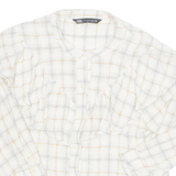 ZARA Womens Printed Blouse Beige Long Sleeve Check XS