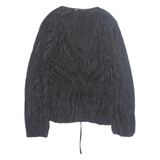 ZARA Womens Top Black V-Neck Long Sleeve L