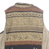 ERIN LONDON Petite Full Zip Womens Printed Shirt Brown Crazy Pattern M