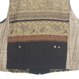 ERIN LONDON Petite Full Zip Womens Printed Shirt Brown Crazy Pattern M