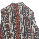NORA NOH Petite Womens Printed Shirt Black Collared Faux Silk Crazy Pattern M