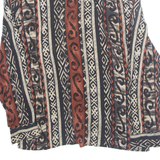 NORA NOH Petite Womens Printed Shirt Black Collared Faux Silk Crazy Pattern M