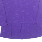 SAG HARBOUR Button Up Womens Printed Blouse Purple V-Neck 3/4 Sleeve Floral M