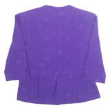 SAG HARBOUR Button Up Womens Printed Blouse Purple V-Neck 3/4 Sleeve Floral M