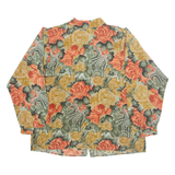 Womens Printed Blouse Green High Neck Long Sleeve Floral L