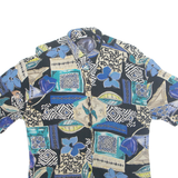 Womens Printed Shirt Black Collared Crazy Pattern L